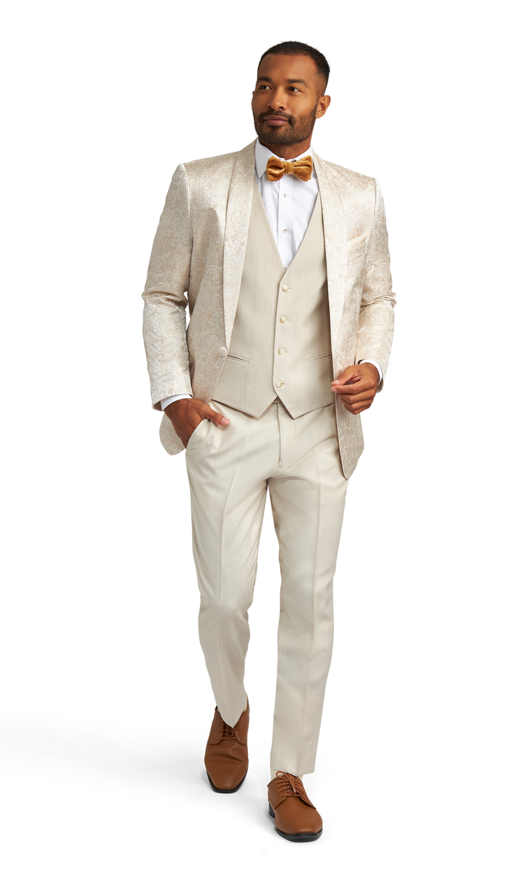 Ivory Paisley Dillon Tuxedo Stitch & Tie