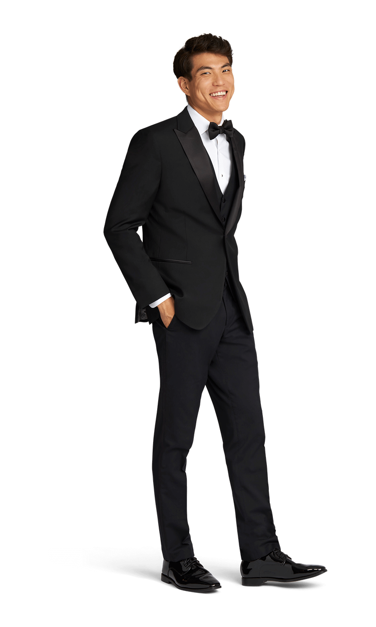 Black Stretch Peak Lapel Tuxedo Separates image number 1