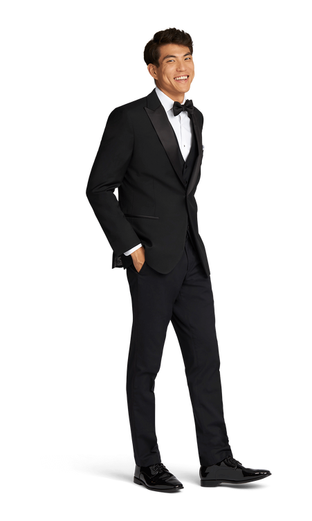 Black Stretch Peak Lapel Tuxedo Separates