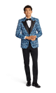 Blue Floral Tuxedo Coat image number 1