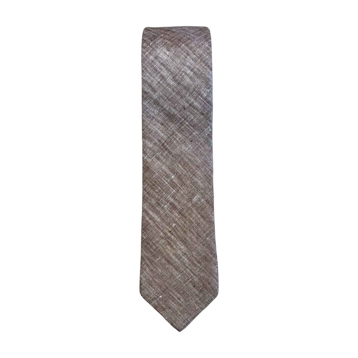 Brown Linen Long Tie image number 1