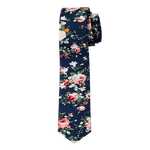 Navy Multicolored Floral Long Tie image number 1