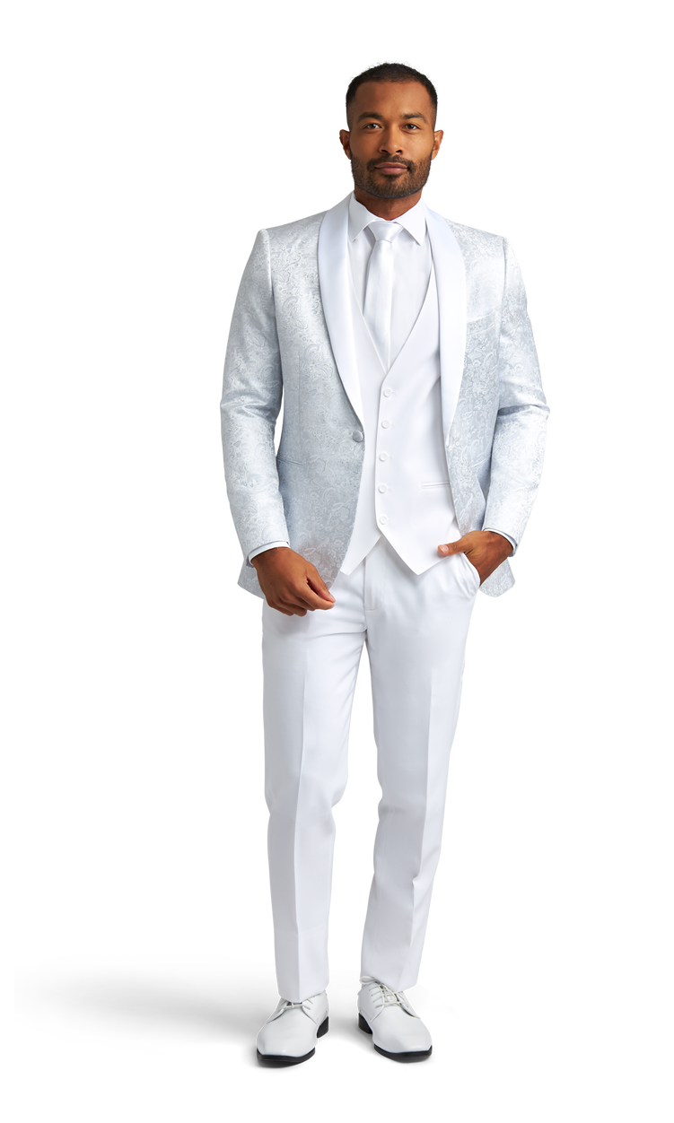 Silver Paisley Shawl Lapel Coat image number 1