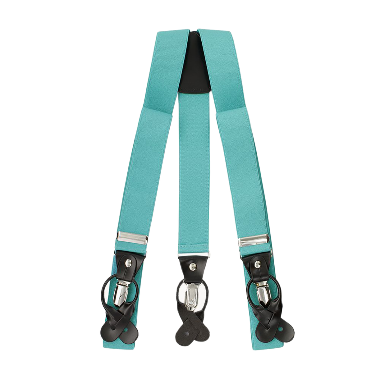 Turquoise Button And Clip Suspenders image number null