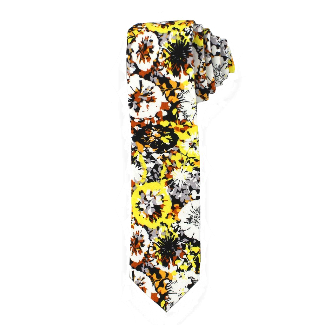 Yellow and Rust Large Floral Tie image number null