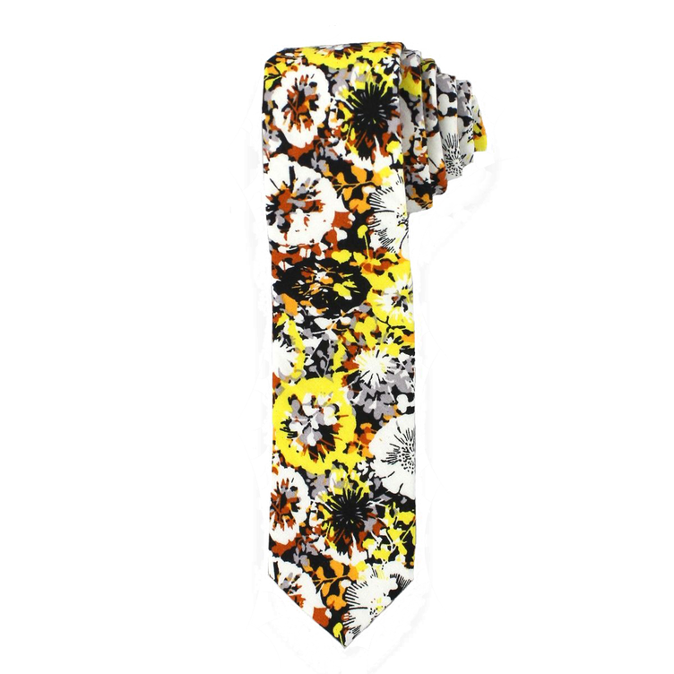 Yellow and Rust Large Floral Tie