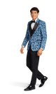 Blue Floral Tuxedo Coat image number 4