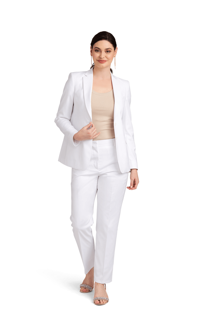 Women's Pearl White Stretch Suit Separates image number 3