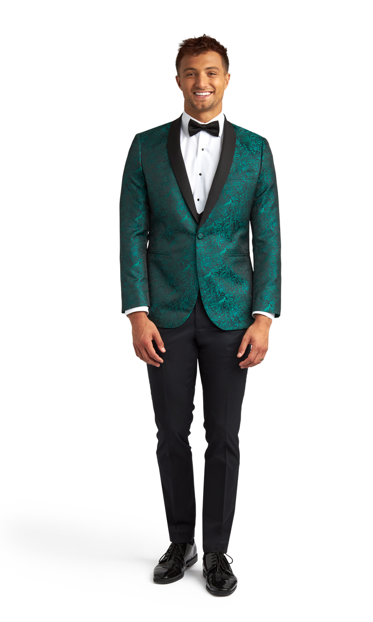 Green Paisley Shawl Lapel Coat image number 4