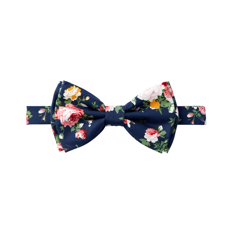 Navy Multicolored Floral Bow Tie