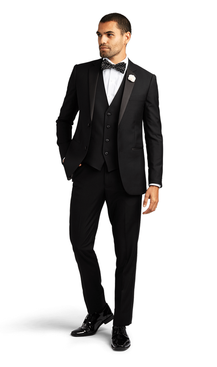 Black Stretch Notch Lapel Tuxedo Separates image number 1