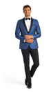 Royal Blue Paisley Shawl Lapel Coat image number 1