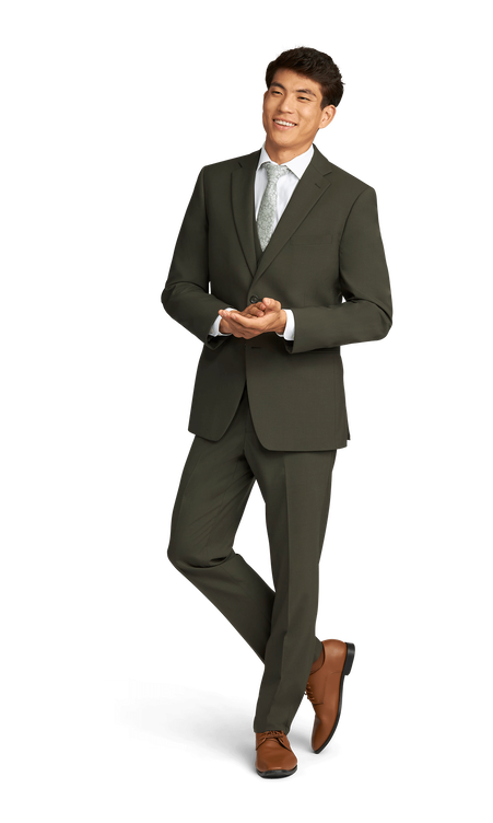 Olive Green Stretch Suit Separates