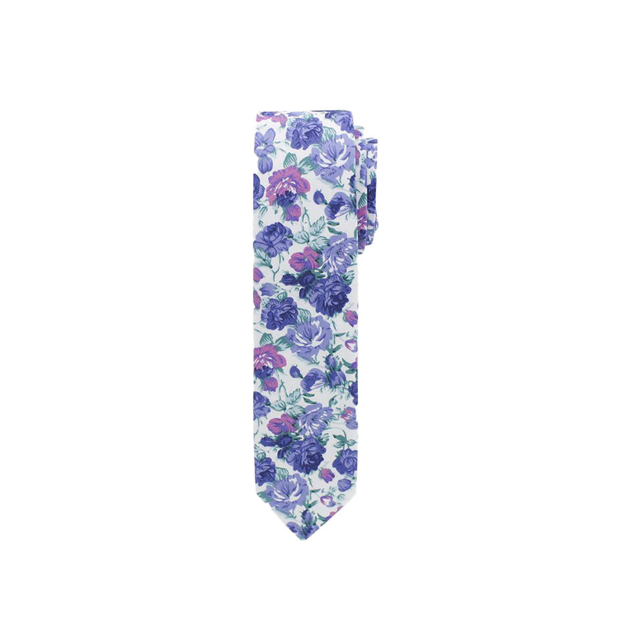 White, Blue And Purple Floral Tie image number 1