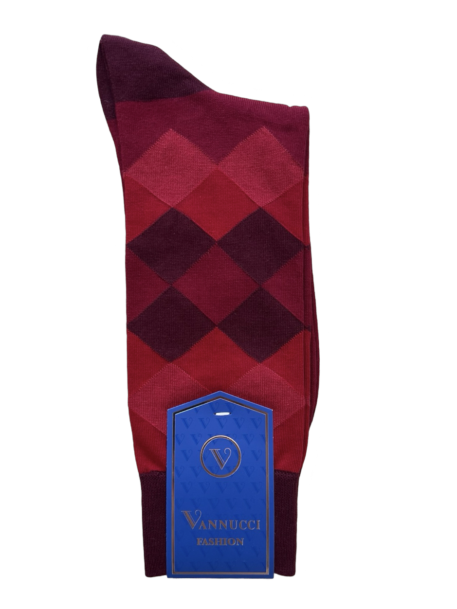 Burgundy Diamond Pattern Socks image number 1