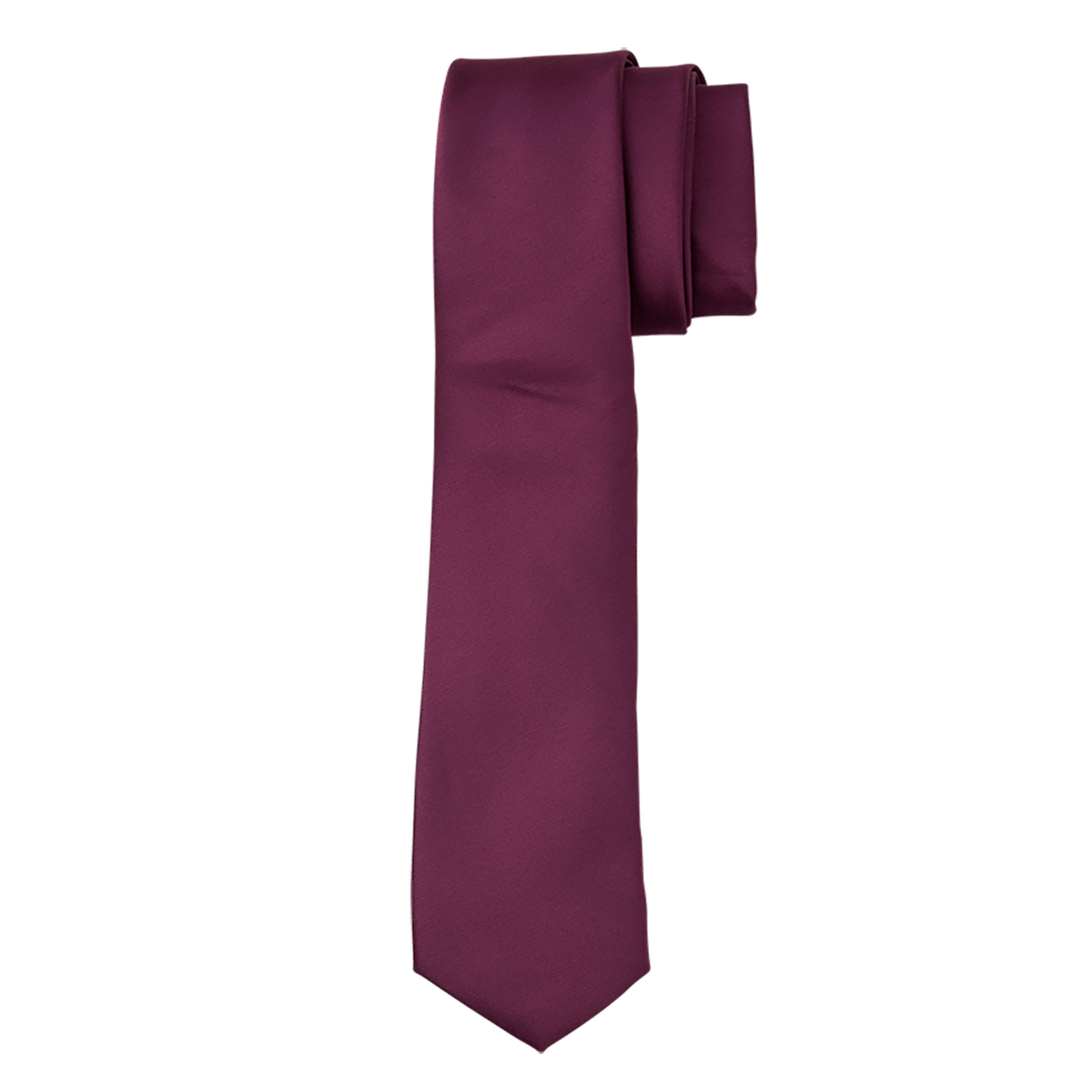 Aubergine Purple Satin Long Tie image number 1