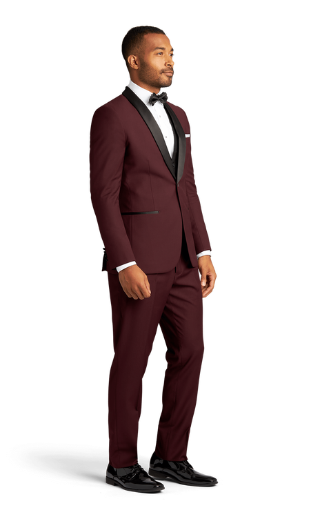 Burgundy Stretch Shawl Lapel Tuxedo Separates