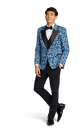 Blue Floral Tuxedo Coat image number 3