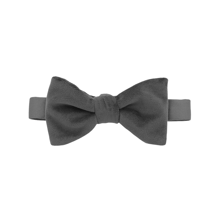Grey Velvet Bow Tie