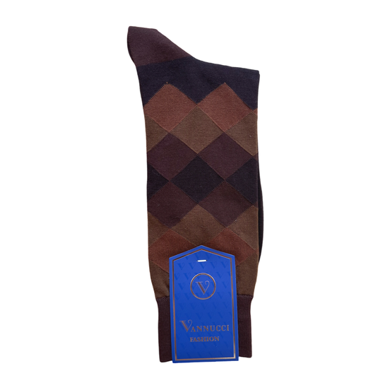 Brown Diamond Pattern Socks