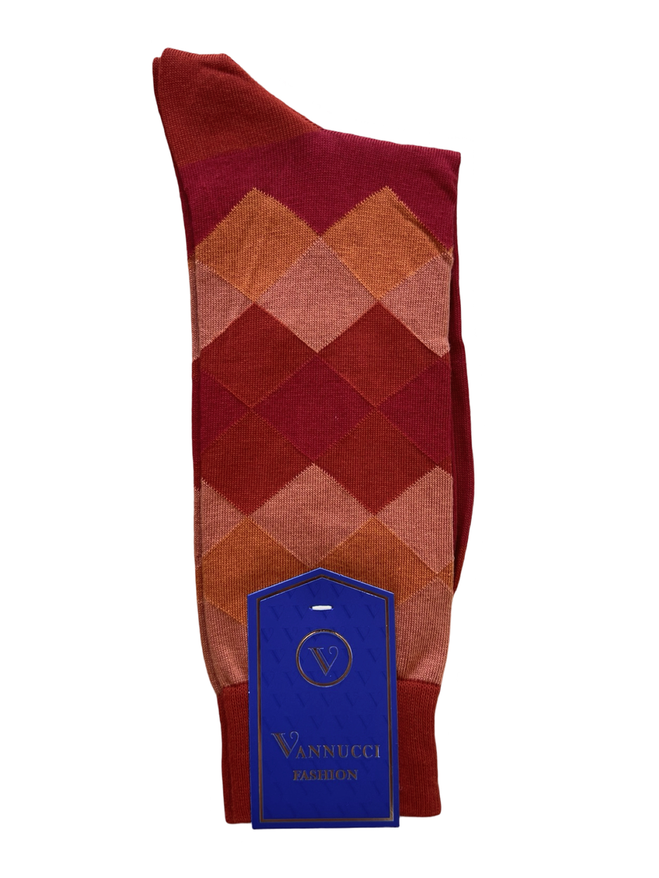 Rust Diamond Pattern Socks image number 1