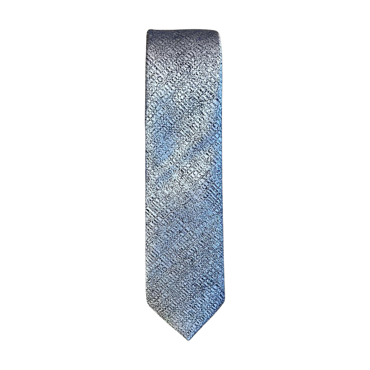 Silver Cross Hatch Long Tie image number 1