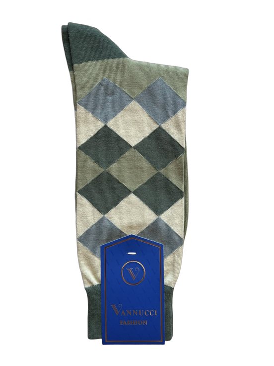 Olive Diamond Pattern Socks
