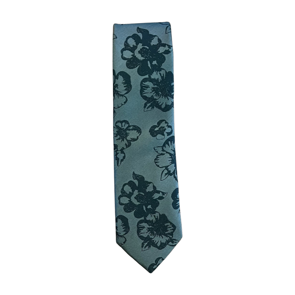 Forest Green Large Floral Long Tie image number 1