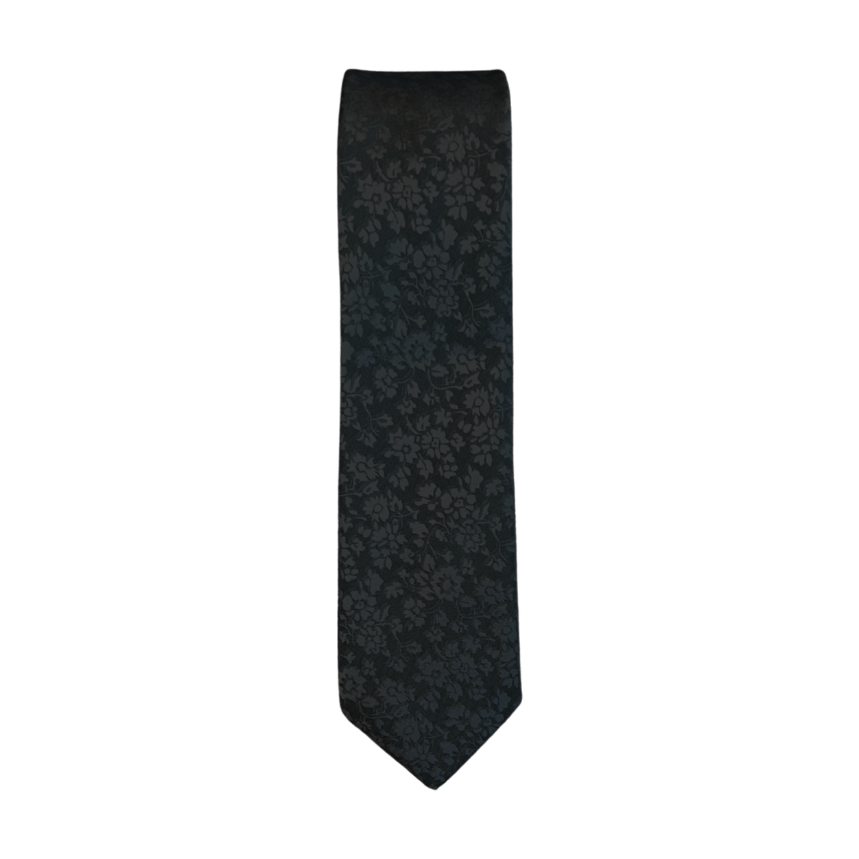 Black Tonal Floral Long Tie image number 1