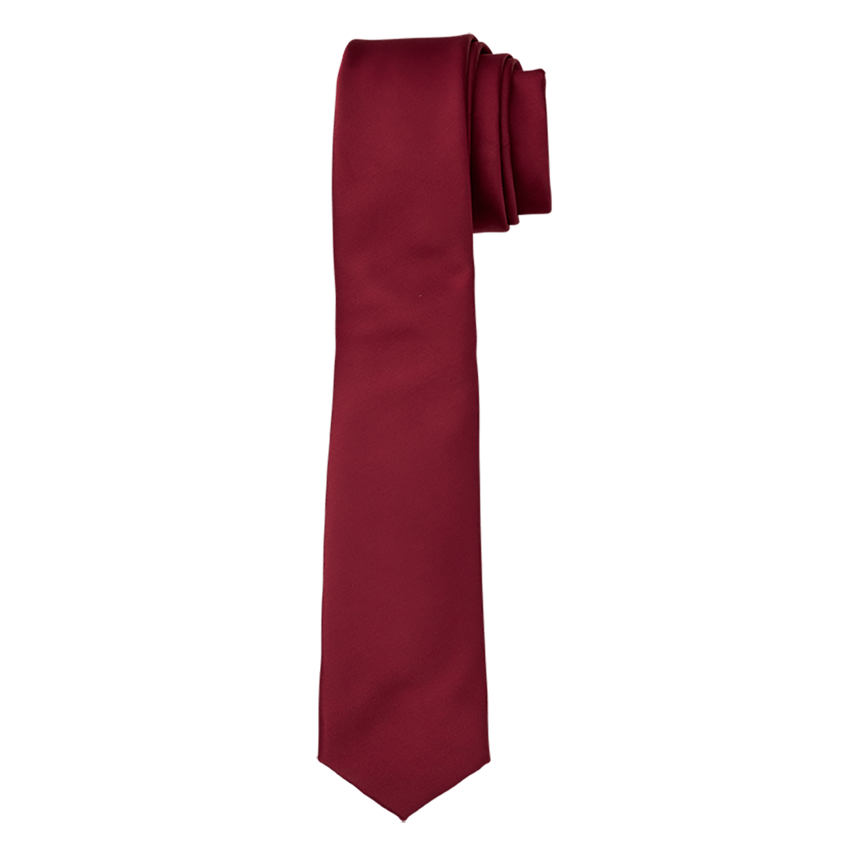 Claret Burgundy Satin Long Tie image number 1