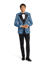 Blue Floral Tuxedo Coat image number 1