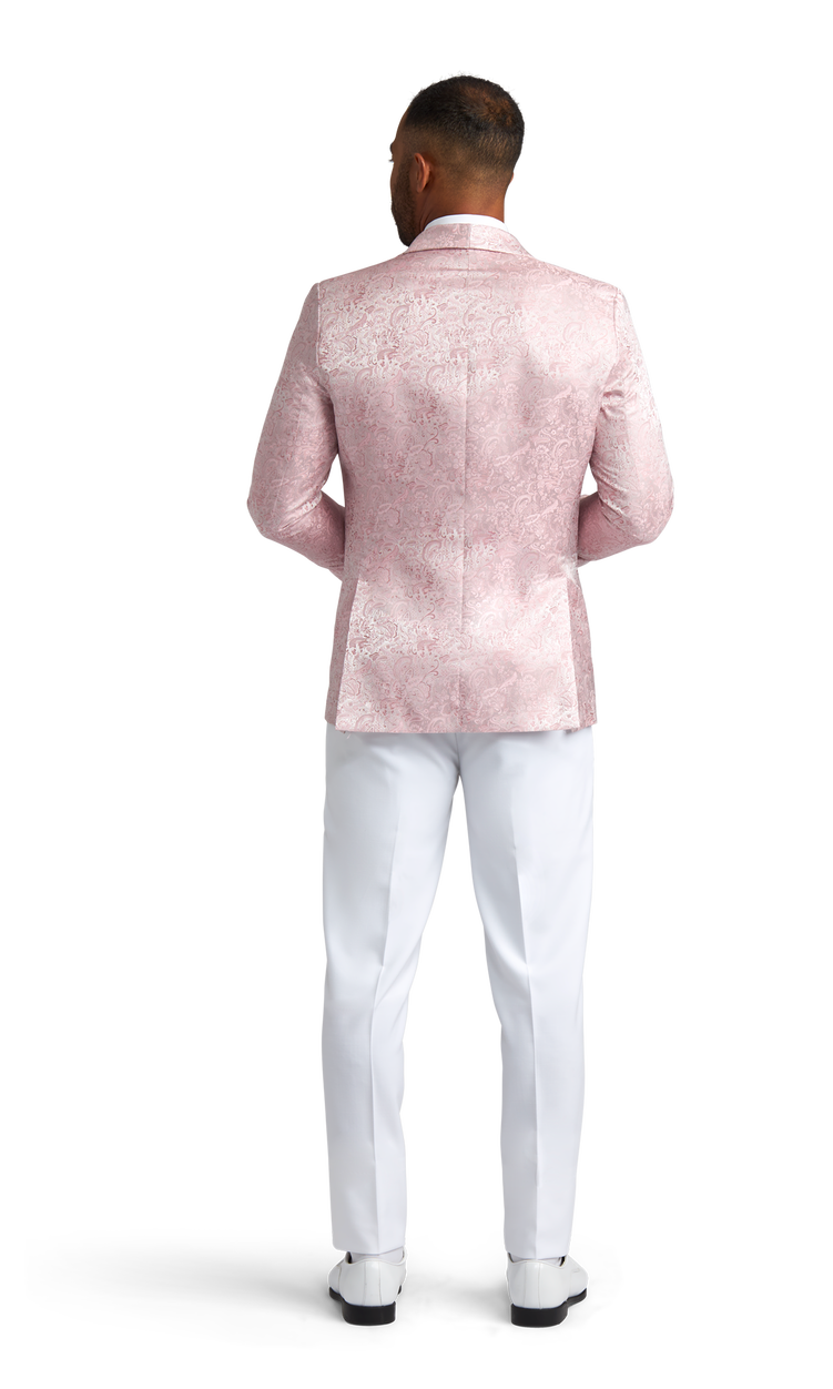 Light Pink Paisley Shawl Lapel Coat image number null