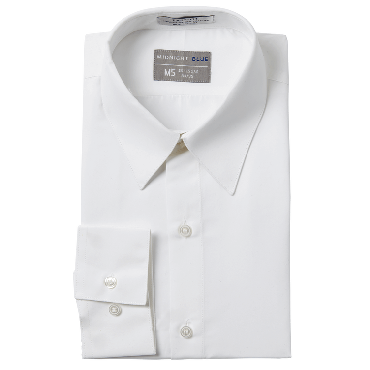 White Laydown Collar Shirt