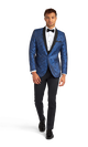 Royal Blue Paisley Shawl Lapel Coat image number 4