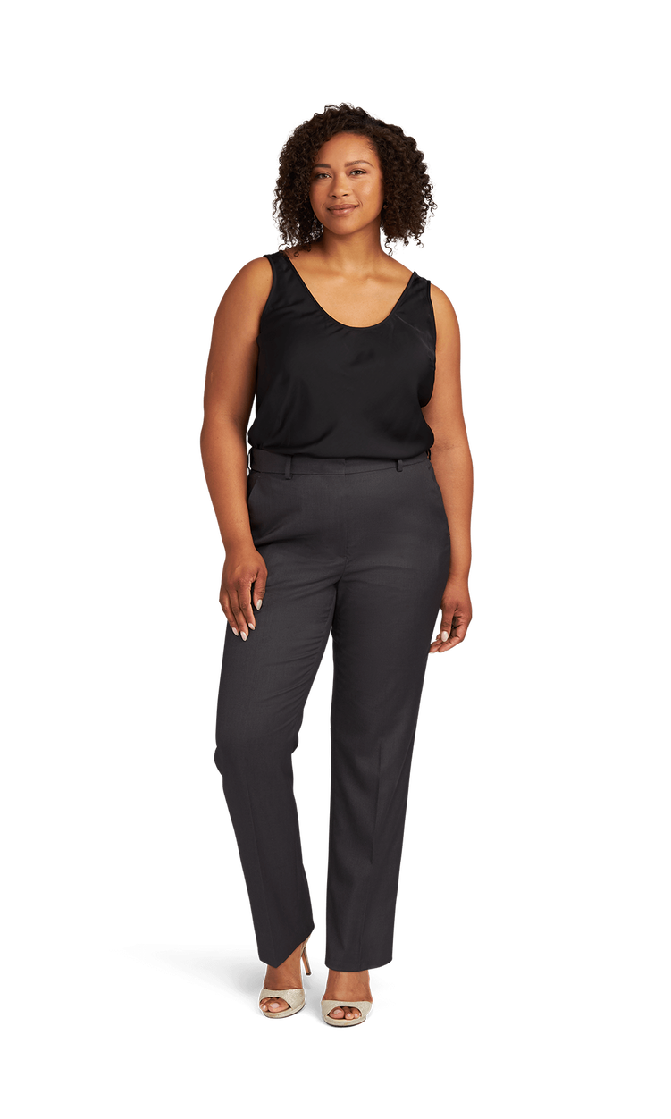 Women's Charcoal Stretch Suit Separates Pants  image number 3