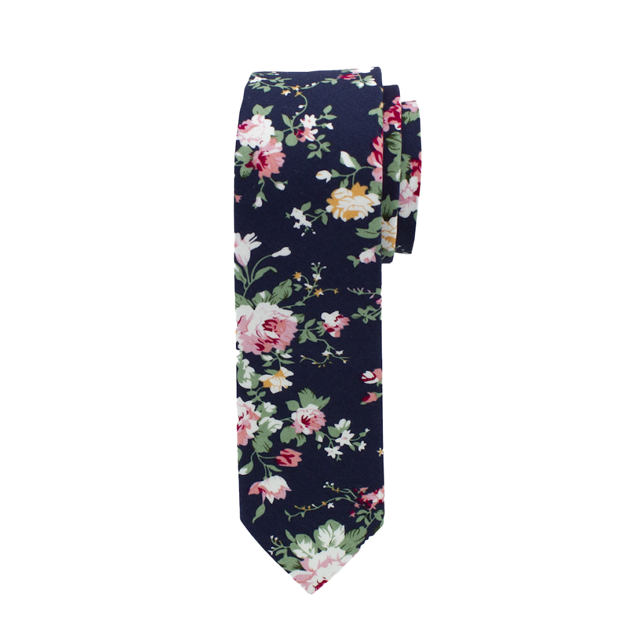 Navy Floral Long Tie image number 1