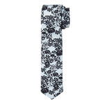 White with Navy Floral Long Tie image number 1