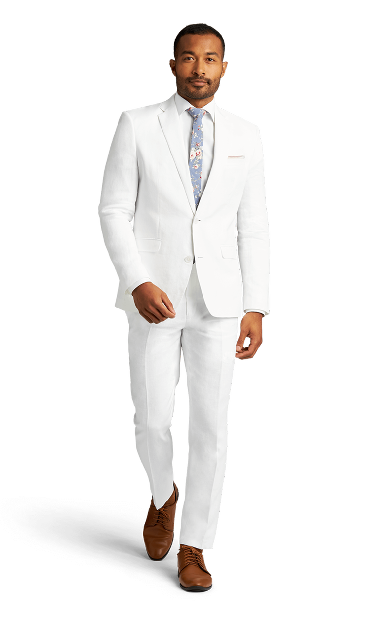 White Stretch Notch Lapel Suit | Stitch & Tie