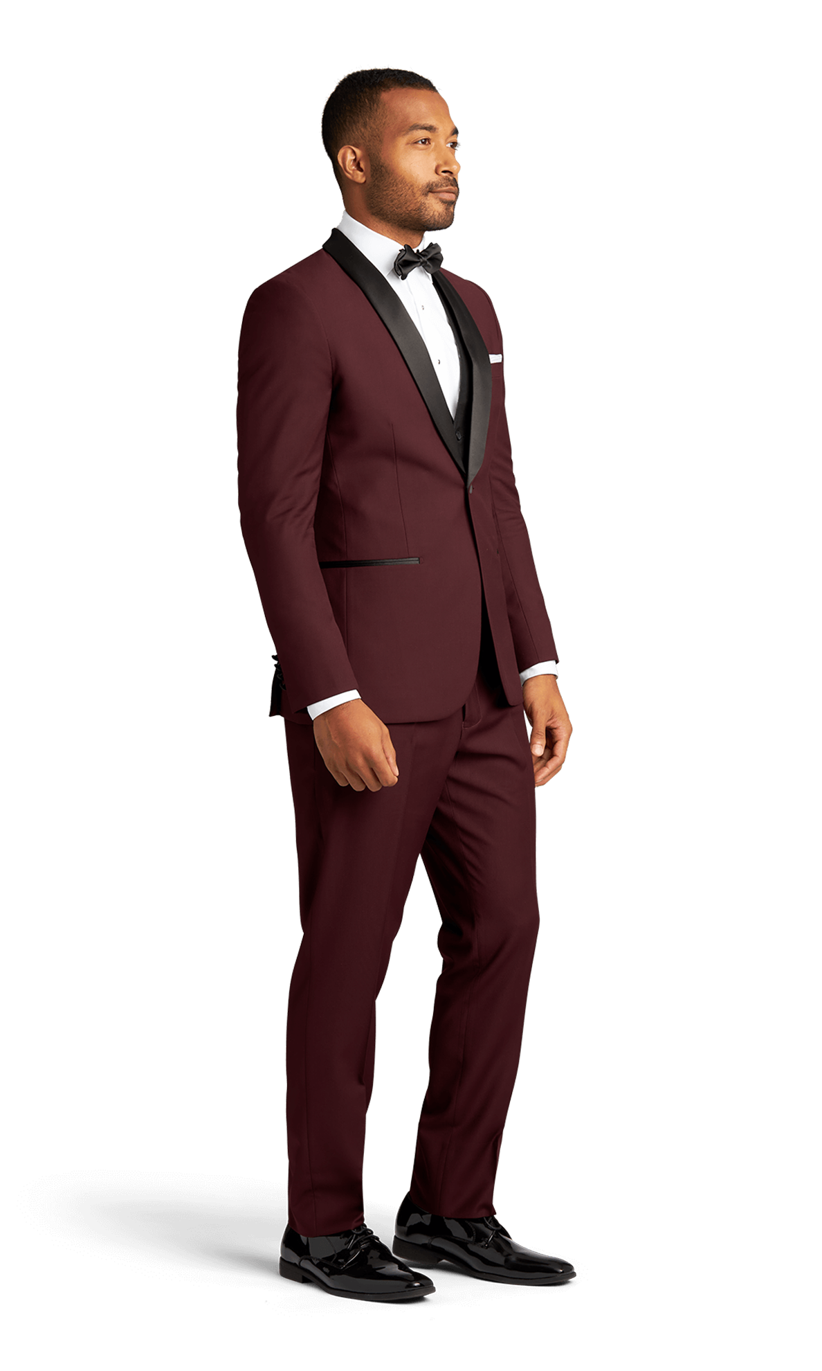 小物 attachment narrow shawl collar Burgundy Stretch Shawl Lapel Tuxedo Separates