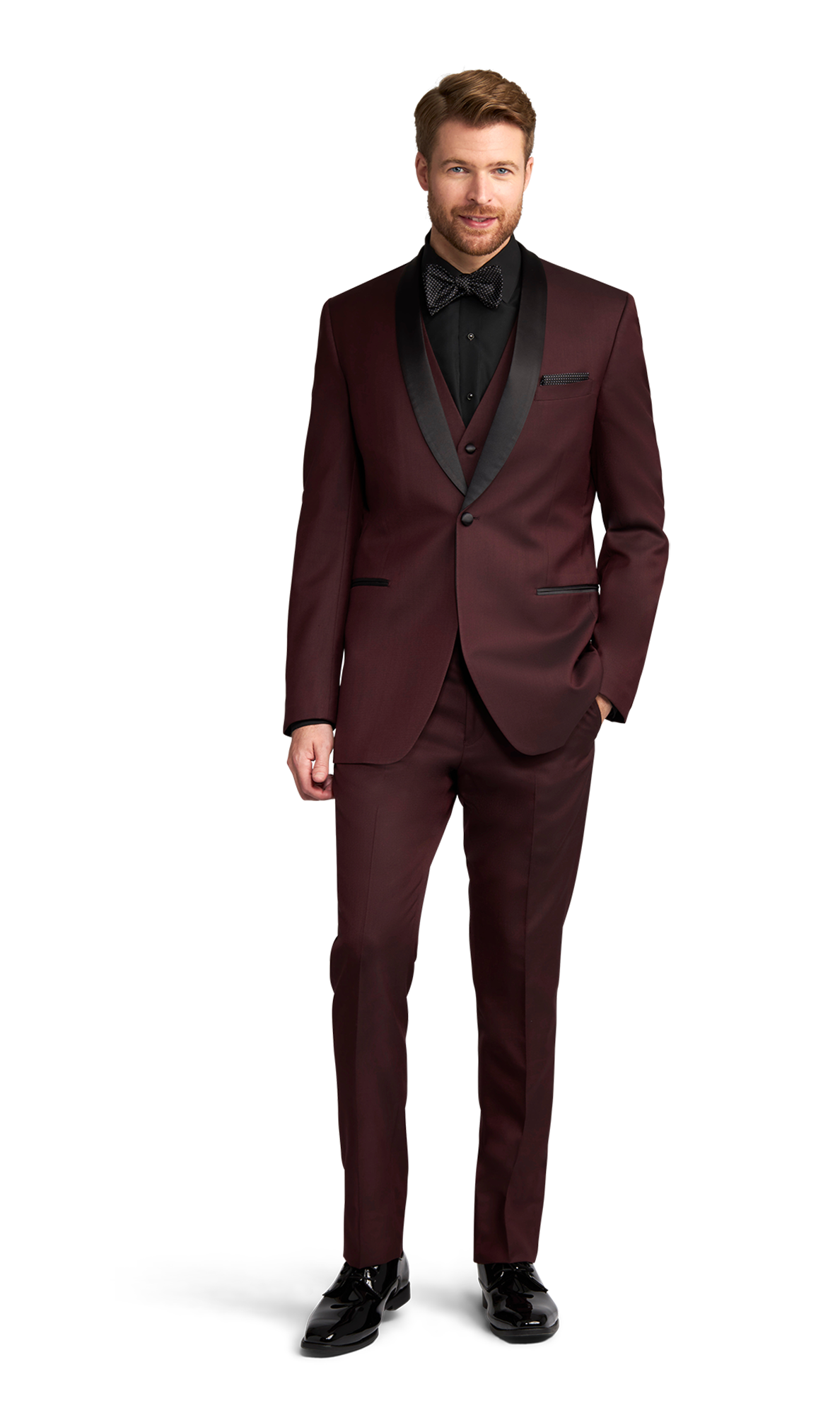 black and burgundy dress shirt Burgundy Dress Shirt With Black Collar And Cuffs main image 1